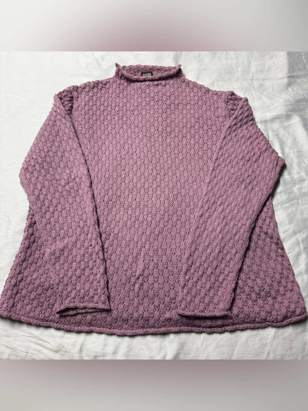 Eileen Fisher Women's Lavender Textured Knit Merino Wool Sweater